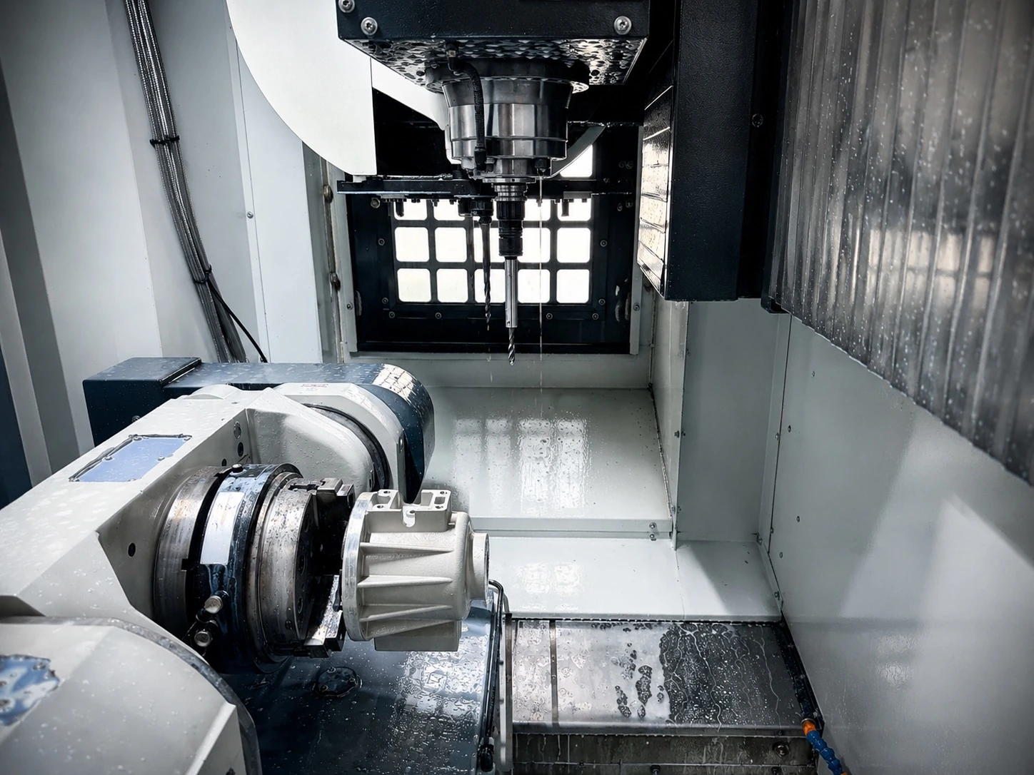 五軸 CNC 加工設備內部
