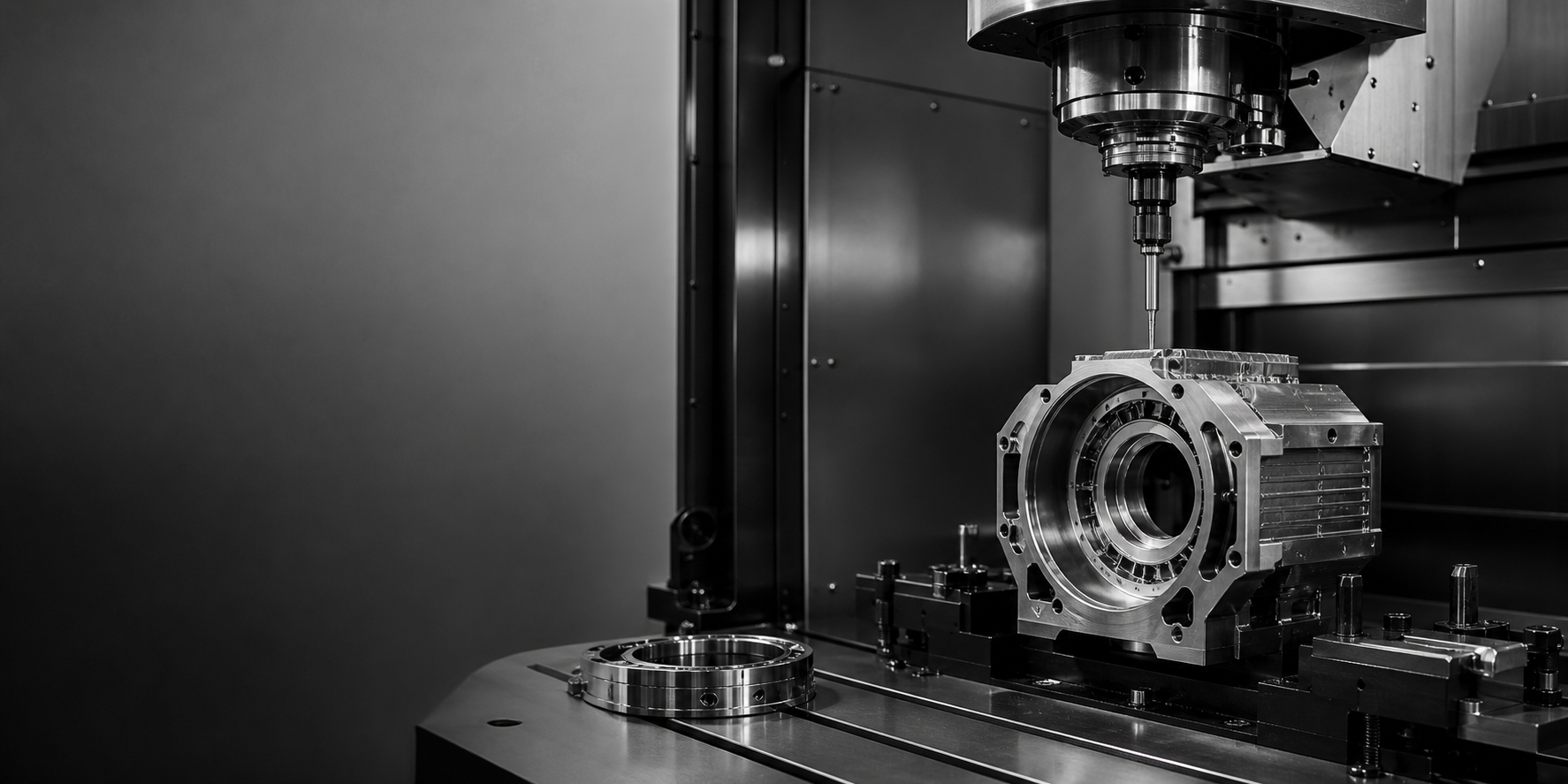 CNC 精密加工機台與金屬工件